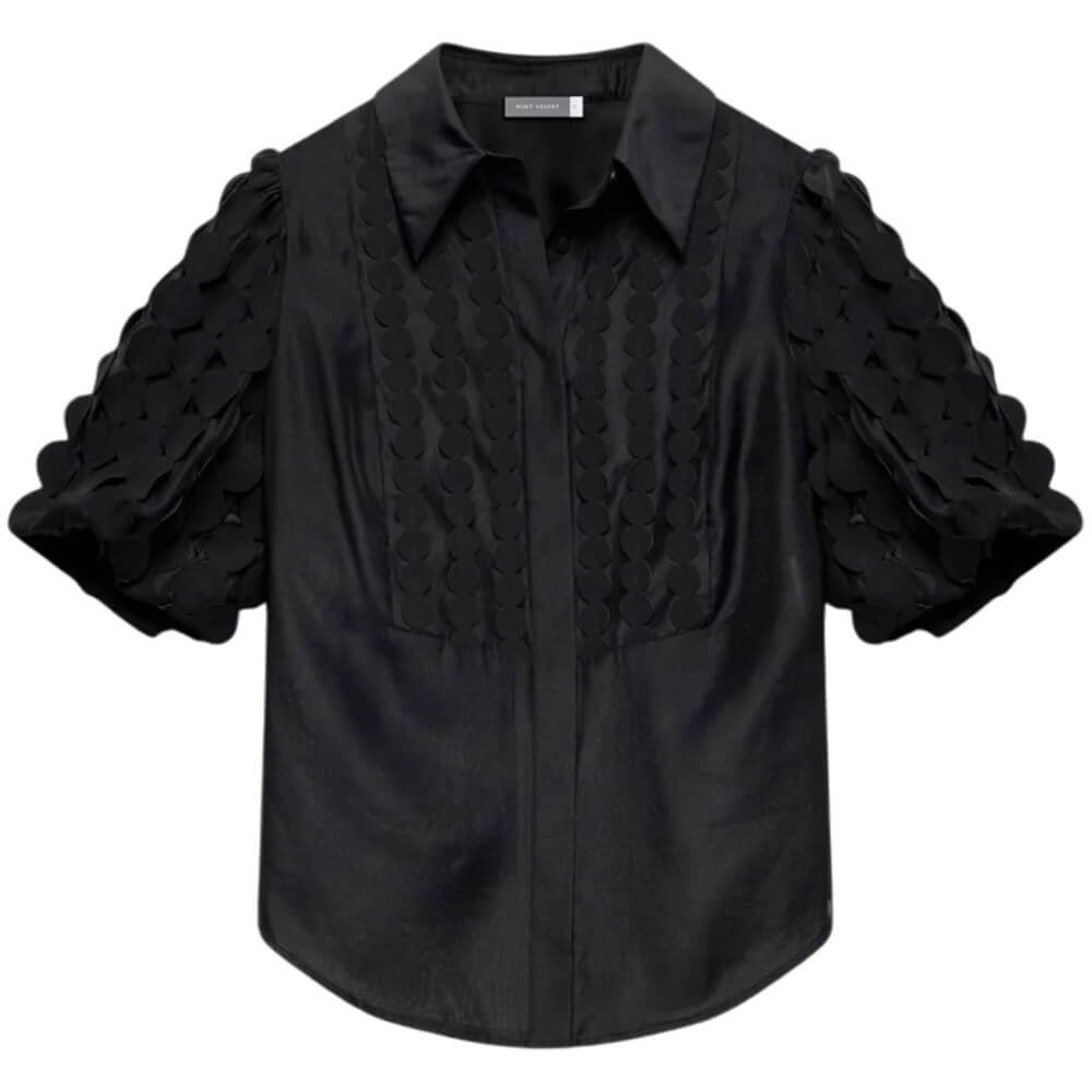 Mint Velvet Black Applique Organza Shirt